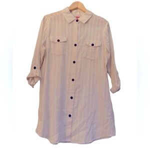 Cathy Daniels SWIM, NWOT, Button tunic/cover-up, gold thread, tab sleeves, Large